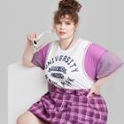 Women's Plus Size Short Sleeve Cropped T-shirt - Wild Fable White/purple Colorblock