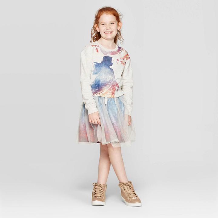 Girls' Frozen In My Element Dress - White S, Girl's,