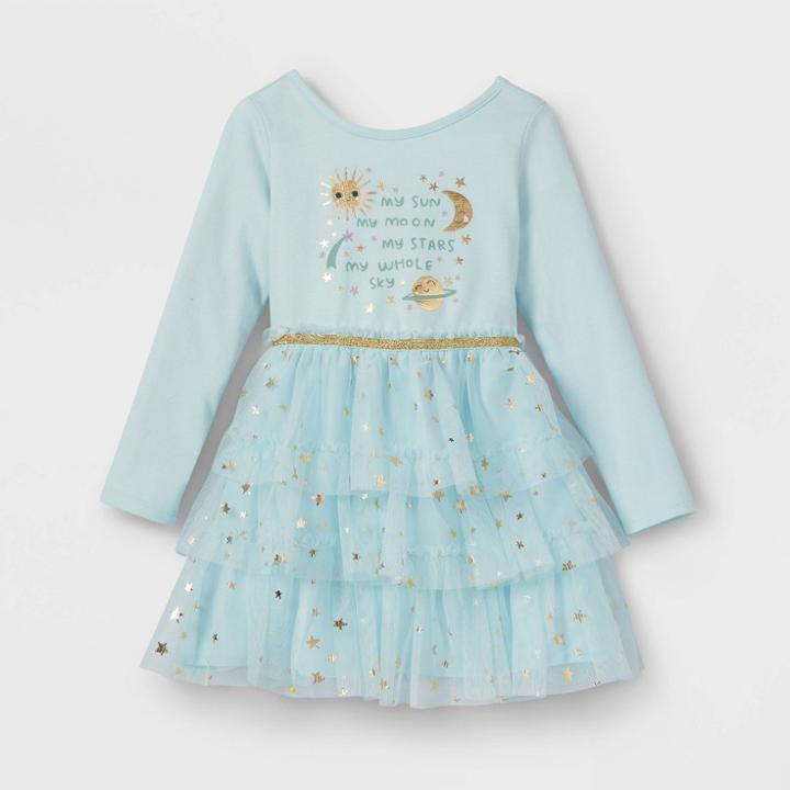 Toddler Girls' Sun & Moon Long Sleeve Tiered Tutu Dress - Cat & Jack