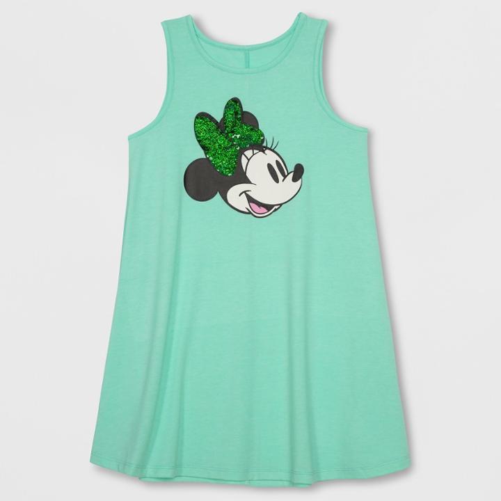 Disney Plus Size Girls' Minnie Mouse Flip Sequin St. Patrick's Day Dress - Green