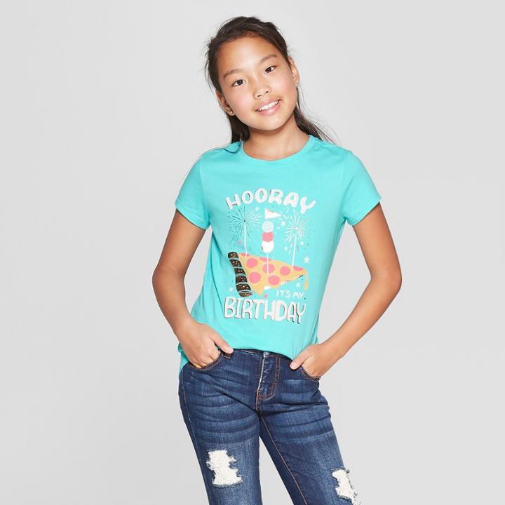 Girls' Short Sleeve Birthday Graphic T-shirt - Cat & Jack Aqua