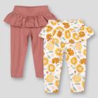 Lamaze Baby Organic Cotton 2pk Flower Child Peplum Leggings - Amber Newborn, One Color