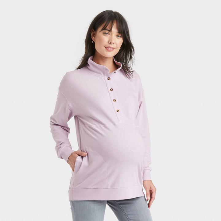 Button-front Maternity Sweatshirt - Isabel Maternity By Ingrid & Isabel