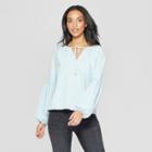 Women's Long Sleeve V-neck Peasant Top - Universal Thread Light Wash