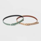 Women's 2 Fer With Lacing Buckle Belt - A New Day Moon Rock Green/melon Ice