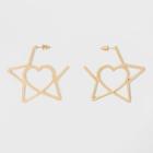Distributed By Target Open Star With Inner Open Heart Earrings - Gold, Women's