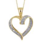 Distributed By Target Women's Sterling Silver Round-cut White Diamond Pave Set Heart Pendant - Yellow