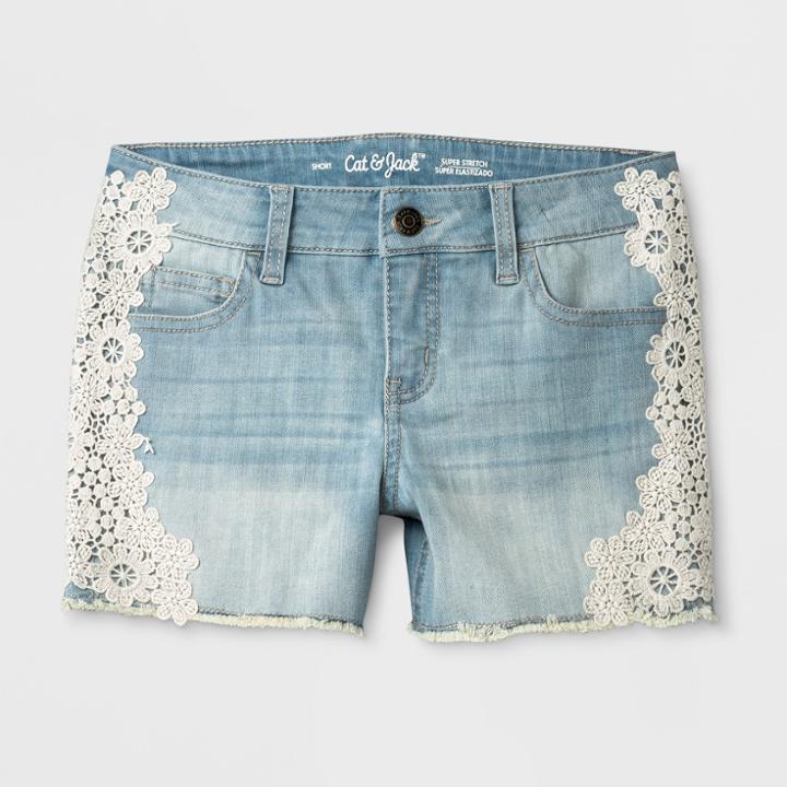 Plus Size Girls' Crochet Denim Shorts - Cat & Jack Light Denim