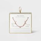 Silver Plated With Cubic Zirconia Rose Quartz Beaded Necklace - A New Day Pink