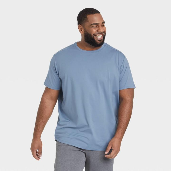 Men's Big & Tall Short Sleeve Soft Stretch T-shirt - All In Motion Blue Gray