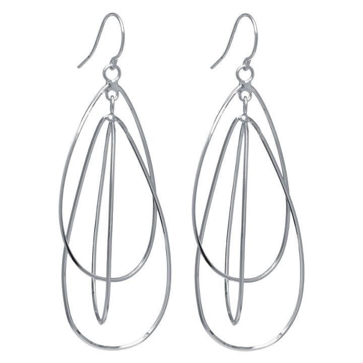 Target Silver Plated Brass Interlock Tear Drop Earrings, Girl's