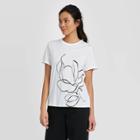Women's Regular Fit Floral Print Short Sleeve Round Neck T-shirt - A New Day White