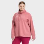 Women's Plus Size French Terry Funnel Neck Tunic Sweatshirt - All In Motion Rose Red