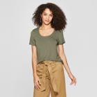 Women's Any Day Short Sleeve Scoop Neck T-shirt - A New Day Olive (green)