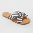 Women's Livia Striped Knotted Bow Slide Sandal - A New Day Navy (blue)