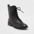 Women's Luci Refined Lace Up Combat Boots - A New Day Black