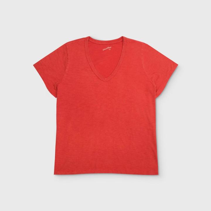 Women's Plus Size Short Sleeve V-neck T-shirt - Universal Thread Red 1x, Women's,