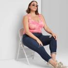 Women's Plus Size Snap Placket Tank Top - Wild Fable Pink Tie-dye