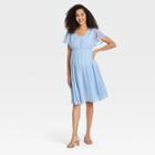 Flutter Short Sleeve Pleated Chiffon Maternity Dress - Isabel Maternity By Ingrid & Isabel Blue