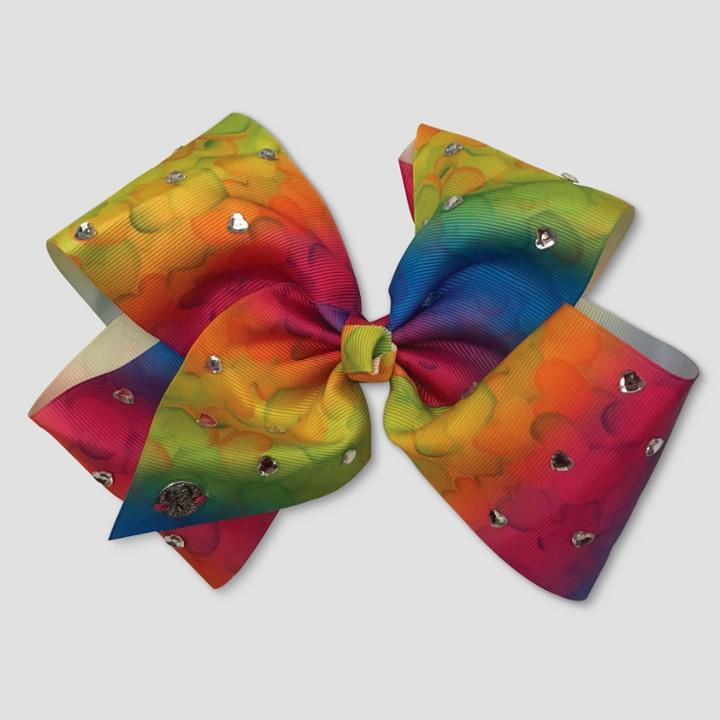 Girls' Jojo Siwa Rainbow With Hearts And Stones Bow Hair Clip,