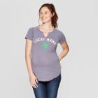 Maternity Short Sleeve Notch Neck Lucky Mama Graphic T-shirt - Isabel Maternity By Ingrid & Isabel Navy Xs, Women's, Blue