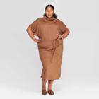 Women's Plus Size Short Sleeve Turtleneck Dress - Prologue Brown 4x, Women's,