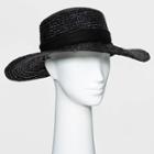 Women's Flat Top Wheat Straw Boater Hat - A New Day Black