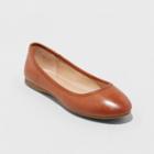 Women's Everly Wide Width Round Toe Ballet Flats - Universal Thread Cognac (red) 12w,