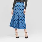 Women's Polka Dot Birdcage Midi Skirt - Who What Wear Blue/black