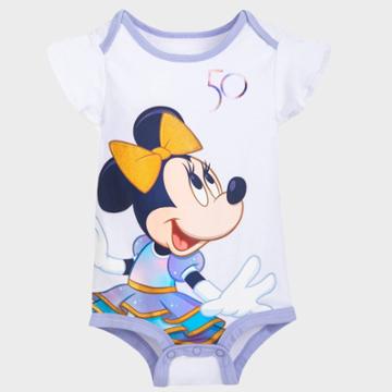 Baby Girls' Disney Minnie Mouse Romper - White 0-3m - Disney