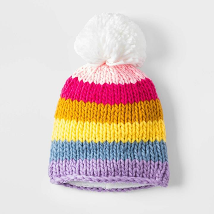Girls' Rainbow Striped Beanie - Cat & Jack