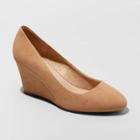 Women's Dot Round Toe Wedge Pumps - A New Day Tan