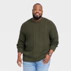 Men's Big & Tall Crew Neck Cable Knit Pullover - Goodfellow & Co Green