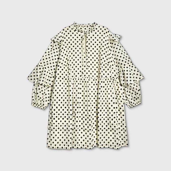 Women's Polka Dot Balloon Long Sleeve Dress - Who What Wear Cream Xs, Women's, Ivory