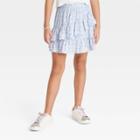 Girls' Woven Ruffle Skirt - Art Class Blue Floral
