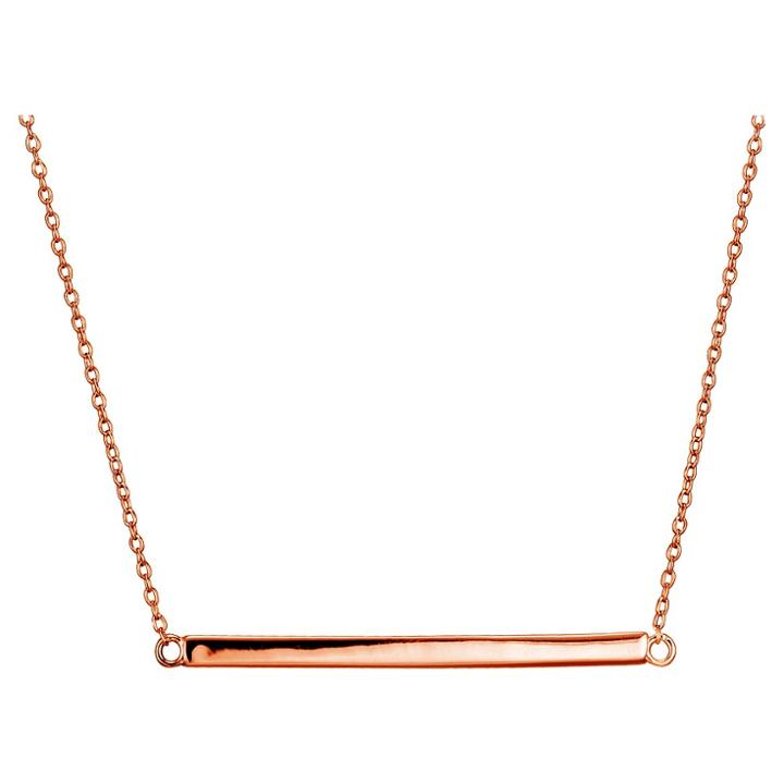 Prime Art & Jewel 14k Rose Gold Plated Sterling Silver Geometric Bar Necklace,