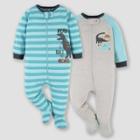 Gerber Baby 2pk Dino Zip-front Sleep N' Play - Blue/gray