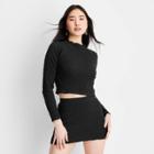 Women's Long Sleeve Mock Neck Puckered Top - Future Collective With Gabriella Karefa-johnson Black Xxs