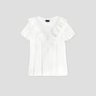 Women's Short Sleeve Boat Neck Eyelet T-shirt - Who What Wear White