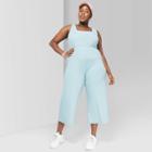 Women's Plus Size Strappy Square Neck Knit Jumpsuit - Wild Fable Teal