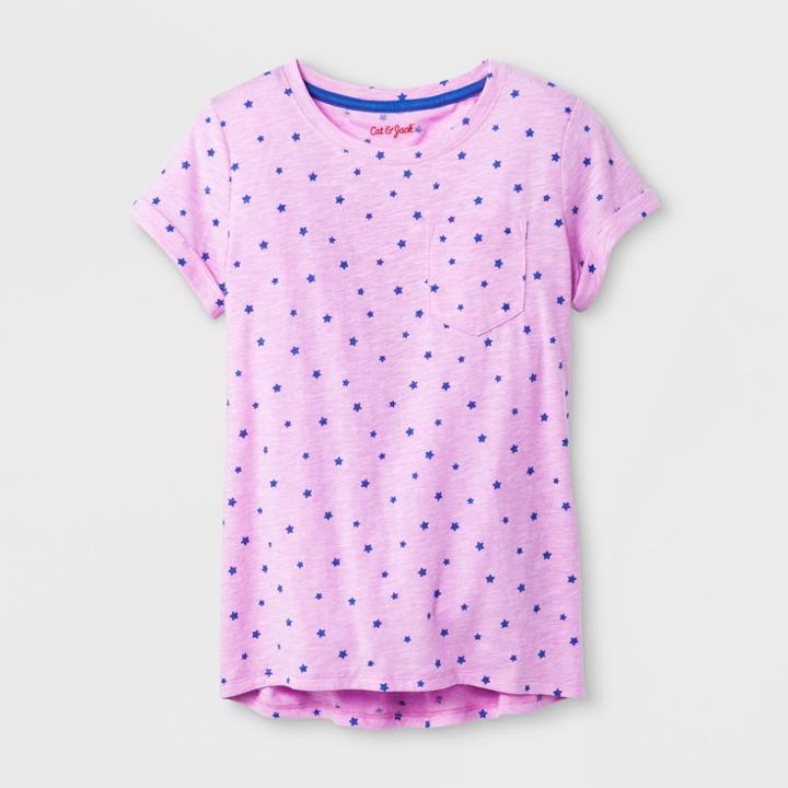 Girls' Short Sleeve Star Knit Top - Cat & Jack Violet