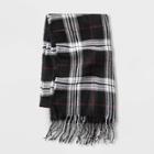 Men's Plaid Woven Scarf - Goodfellow & Co Black, Size: Small, Red Gray Black
