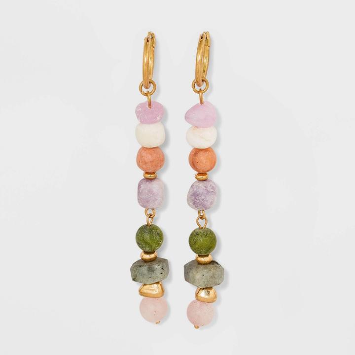 Semi-precious Mini-hoop With Linear Drop Earrings - Universal Thread ,