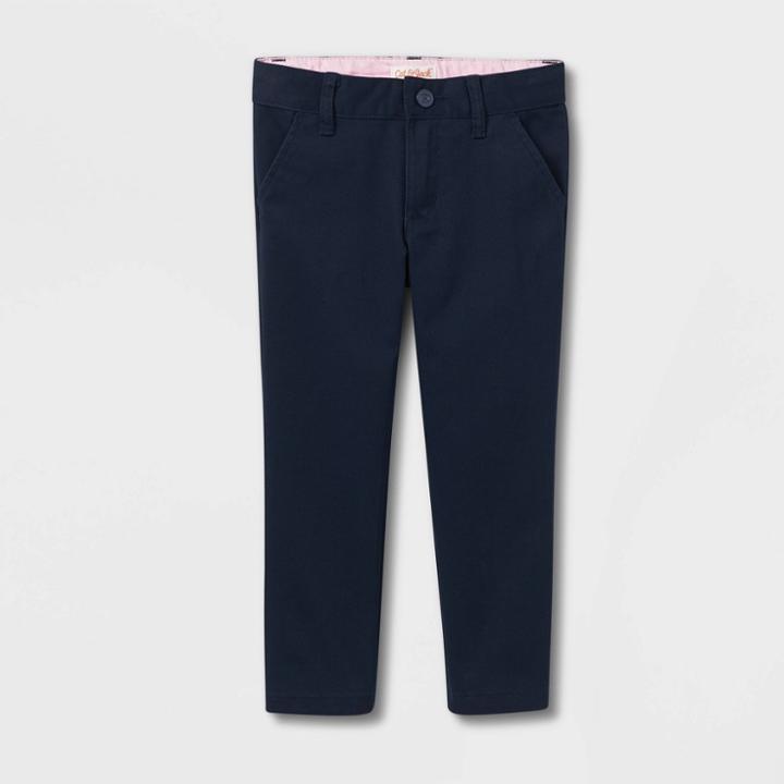 Toddler Girls' Skinny Slim Fit Uniform Chino Pants - Cat & Jack Navy