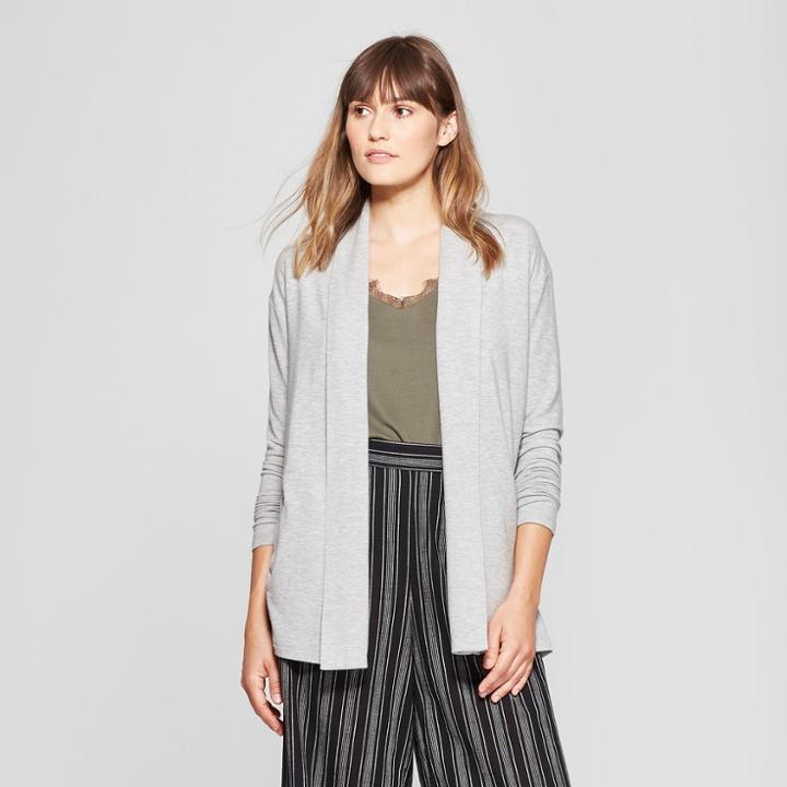 Women's Open Knit Cardigan - A New Day Gray Heather