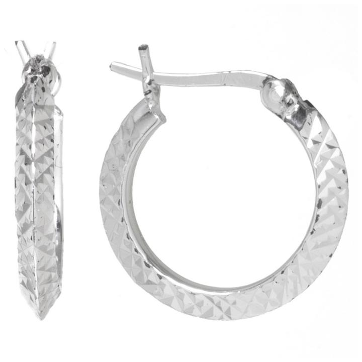 Target Sterling Silver Diamond Cut Hoop Earrings -