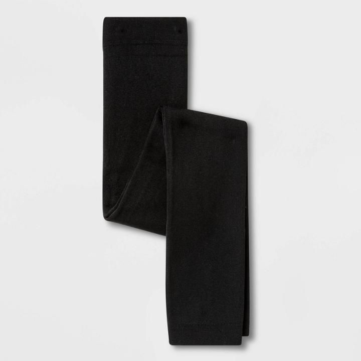 Girls' Fleece Lined Footless Tight - Cat & Jack Black S, Girl's,