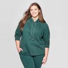 Women's Plus Size Long Sleeve Crewneck Hoodie Sweatshirt - Universal Thread Green X, Women's