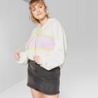 Women's Plus Size Color Block Hoodie - Wild Fable Ivory/purple