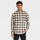 Men's Plaid Standard Fit Long Sleeve Button-down Shirt - Goodfellow & Co Chalk White/plaid